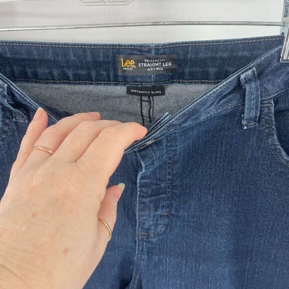 LEE Women's High Rise Jeans Denim Straight Leg Relaxed Fit Blue Size 16 Petite - Picture 3 of 10
